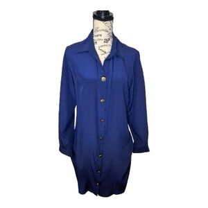 Bianca Coletti Blue long sleeve silk shirt dress. Size M